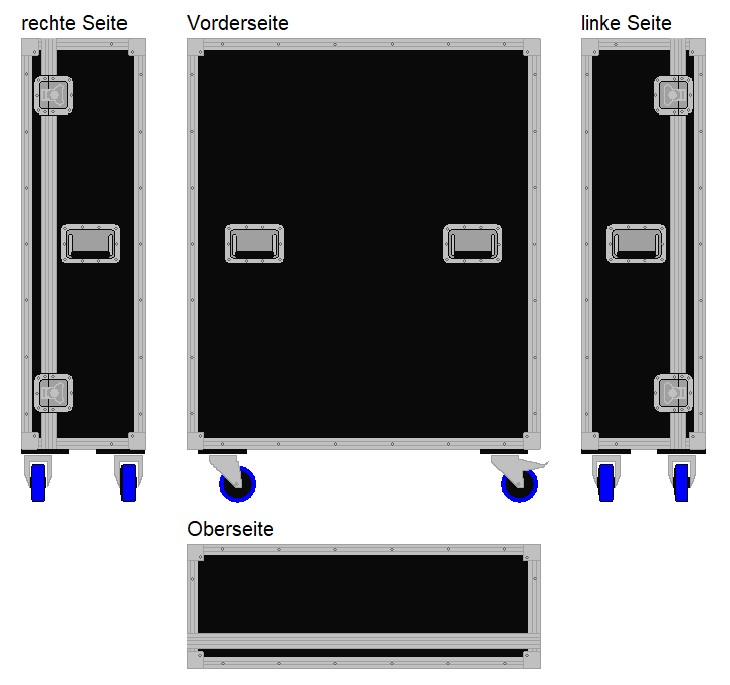 Schrankcase mit 4x13 variablen Fachböden