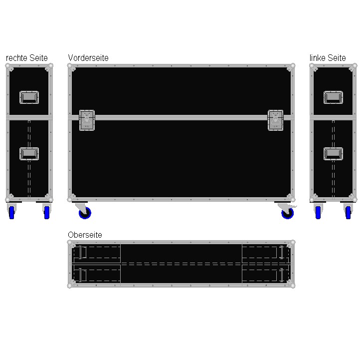 Flightcase für zwei ca. 65-75'' Displays Variabel