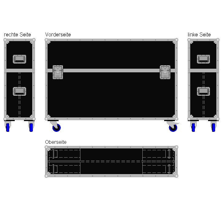 Flightcase für zwei ca. 55-65'' Displays Variabel