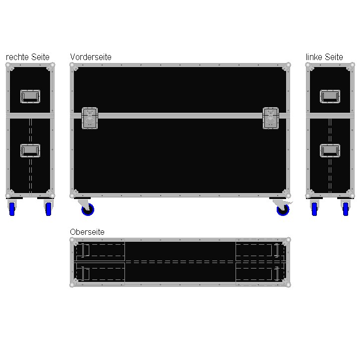 Flightcase für zwei ca. 60-70'' Displays Variabel