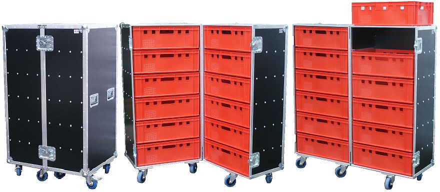 Flightcase Profi für 12 Euro-Boxen