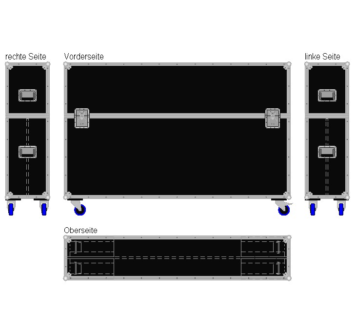 Flightcase für zwei ca. 70-80'' Displays Variabel